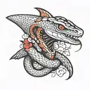 snake with shark head  tattoo design idea
