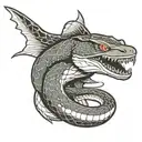snake with shark head  tattoo design idea