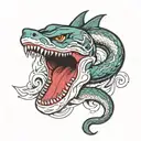 snake with shark head  tattoo design idea