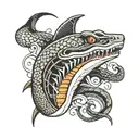 snake with shark head  tattoo design idea