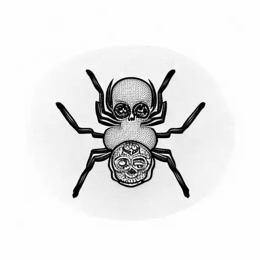 spider with sugar skull abdomen tattoo design idea