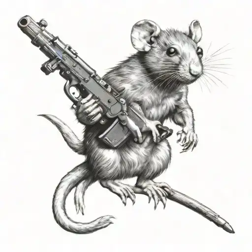 a rat with a gun tattoo design idea