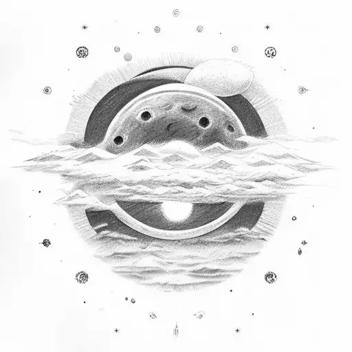 Sketch a hauntingly beautiful scene of the Eclipse event from Berserk tattoo design idea