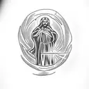 Christ holding a welding torch tattoo design idea