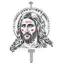 Christ holding a welding torch tattoo design idea