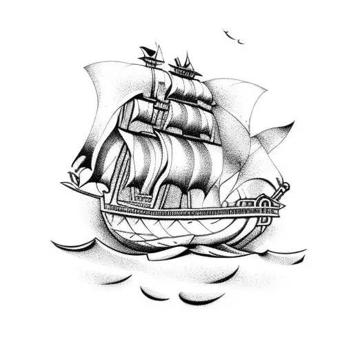 pirate ship tattoo design idea