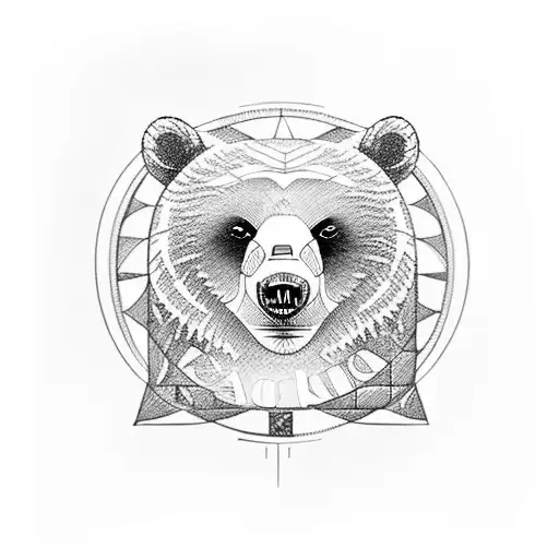 Design a marvel-themed tattoo showcasing a bear and Barcelona's iconic architecture tattoo design idea