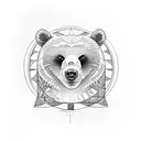 Design a marvel-themed tattoo showcasing a bear and Barcelona's iconic architecture tattoo design idea