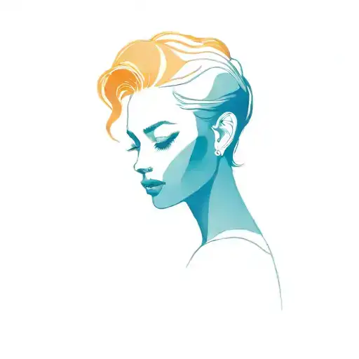 Design: A continuous line design that forms an elegant figure, such as a female face, silhouette, or slim body. tattoo design idea