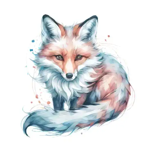 Design: A little fox in a sly and elegant pose. The design may include details of the fur and bushy tail. Of tattoo design idea