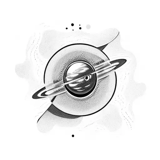 Black hole with an spacecraft orbiting Next to it tattoo design idea