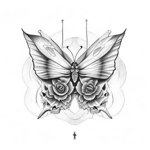 Half butterfly/half skull design