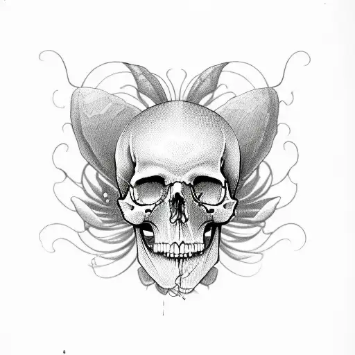 half skull half butterfly offset tattoo design idea