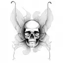 half skull half butterfly offset tattoo design idea