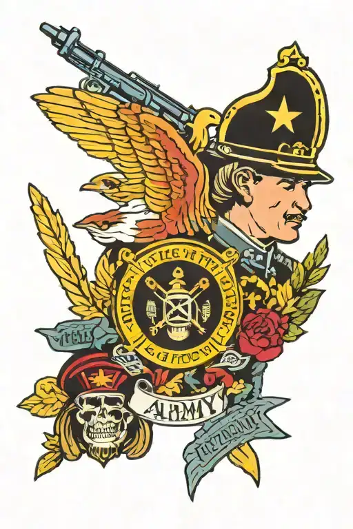 army, fire department, military police tattoo design idea