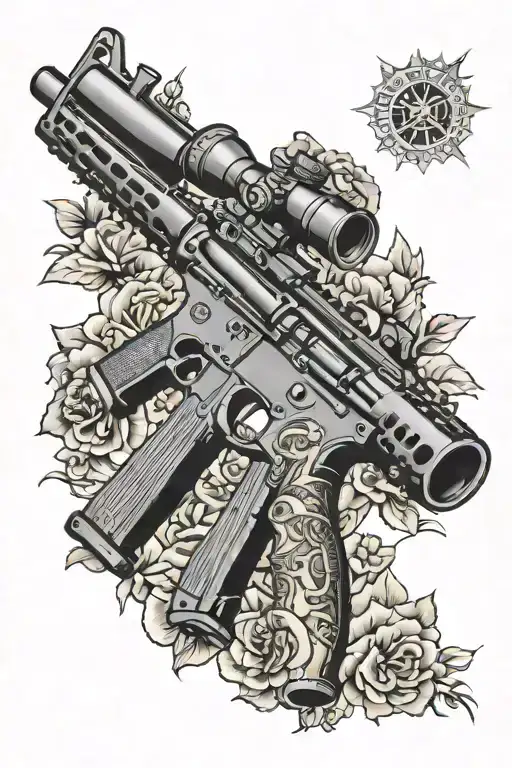 m4 rifle tattoo design idea