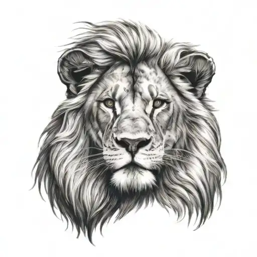 lion statue head tattoo design idea