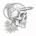 skull and microphone  tattoo design idea