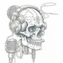 skull and microphone  tattoo design idea