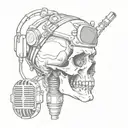 skull and microphone  tattoo design idea