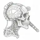 skull and microphone  tattoo design idea