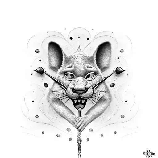 pink panther with ciggarette tattoo design idea