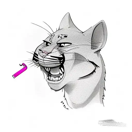 pink panther with ciggarette tattoo design idea