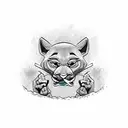 pink panther with ciggarette tattoo design idea