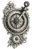sundial compass tattoo design idea