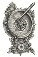 sundial compass tattoo design idea