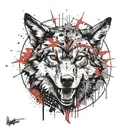 red wolf howling tattoo design idea