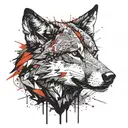 red wolf howling tattoo design idea