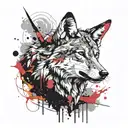 red wolf howling tattoo design idea