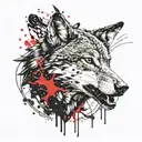 red wolf howling tattoo design idea