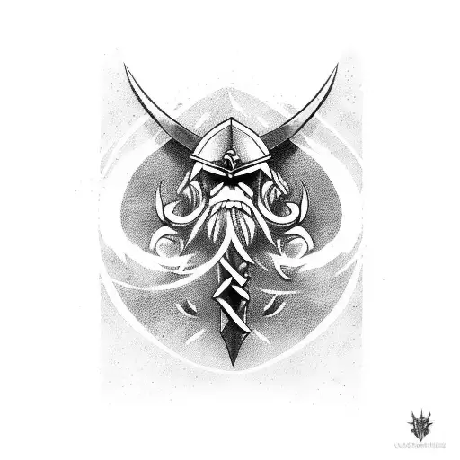 two badass battle viking axe  tattoo design idea