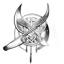 two badass battle viking axe  tattoo design idea
