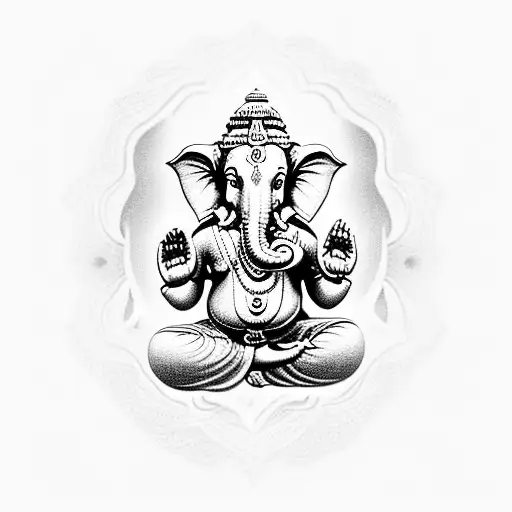 ganesha sitting in lotus pose  tattoo design idea