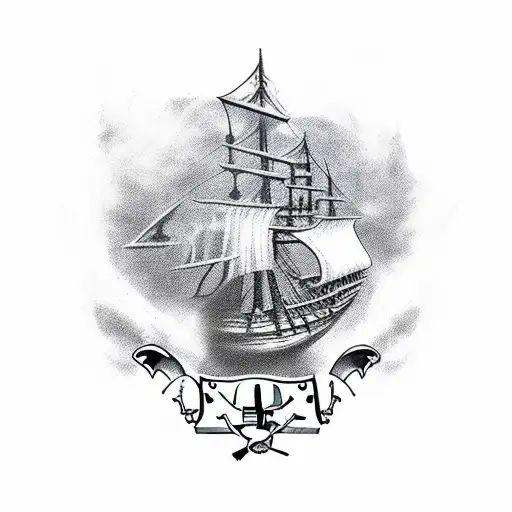 Raiders Pirate Ship tattoo design idea