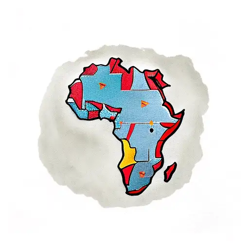 an africa continent within some africa symbols tattoo design idea