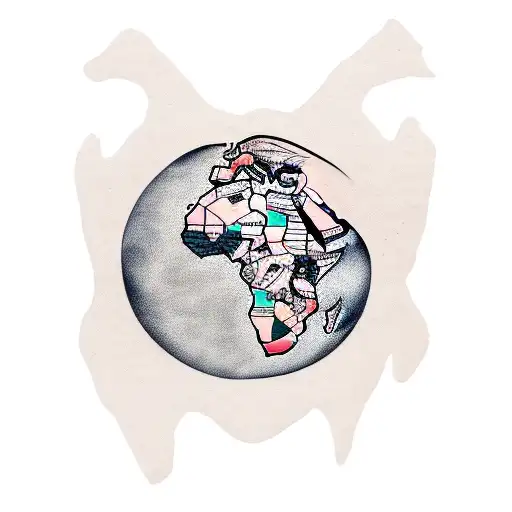 africa continent as a african woman hair tattoo design idea