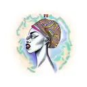 africa continent as a african woman hair tattoo design idea