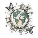 minimalist tattoo, puzzle with planet earth inside and there is a soccer data chart. Rosa dos ventos, aviao, Infinity sy tattoo design idea