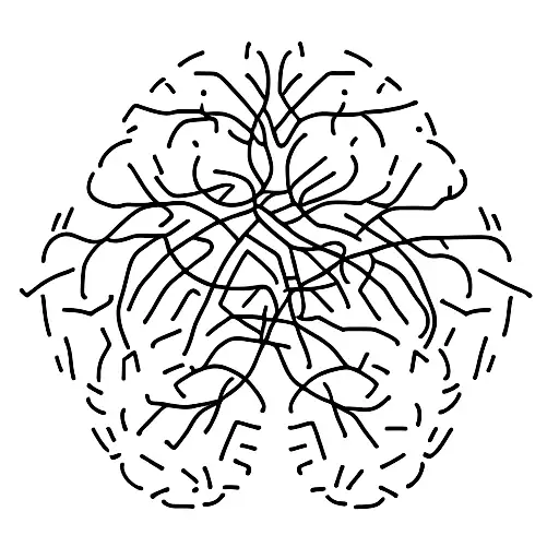 A minimalist brain with intricate patterns symbolizing the complexity of psychology tattoo design idea