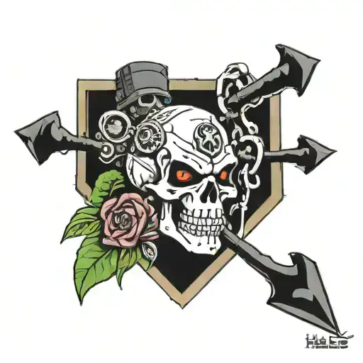 the legendary difficulty skull from halo with the horde logo from world of warcraft tattoo design idea