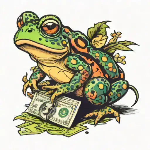 toad and money tattoo design idea