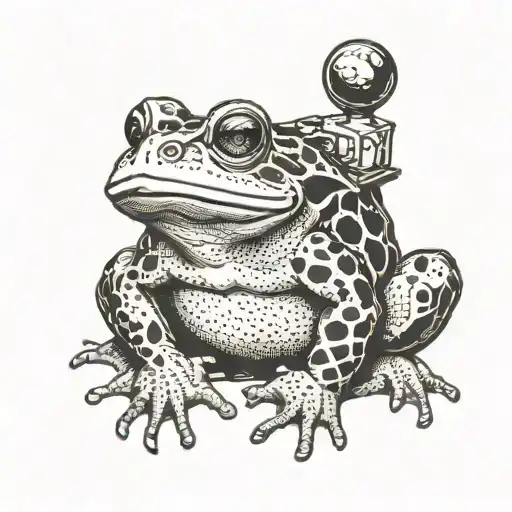 toad with a coin on his back and piercing in his tongue tattoo design idea