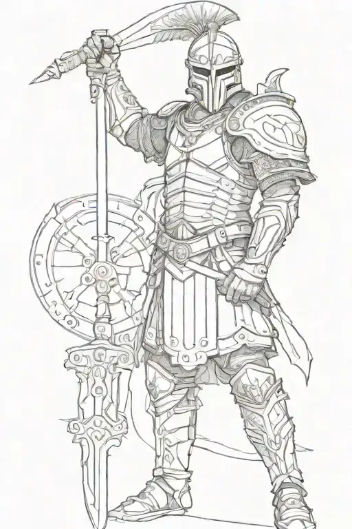 Roman warrior in armor tattoo design idea