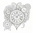 A tattoo of a clockwork heart with the name Nora intertwined in the design, symbolizing the importance of time and love for your daughter tattoo design idea