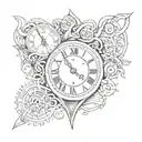 A tattoo of a clockwork heart with the name Nora intertwined in the design, symbolizing the importance of time and love for your daughter tattoo design idea