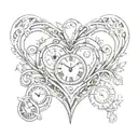 A tattoo of a clockwork heart with the name Nora intertwined in the design, symbolizing the importance of time and love for your daughter tattoo design idea